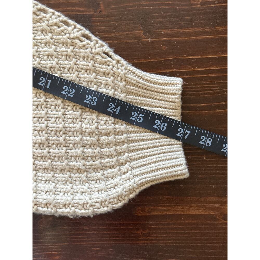 Gianni Bini Oversized Crop Chunky Cable Knit Fishermen Sweater M Cream Designer - Picture 11 of 13